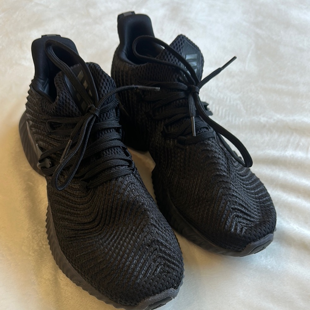 adidas Black Knit Athletic Shoes with Cushioned Sole